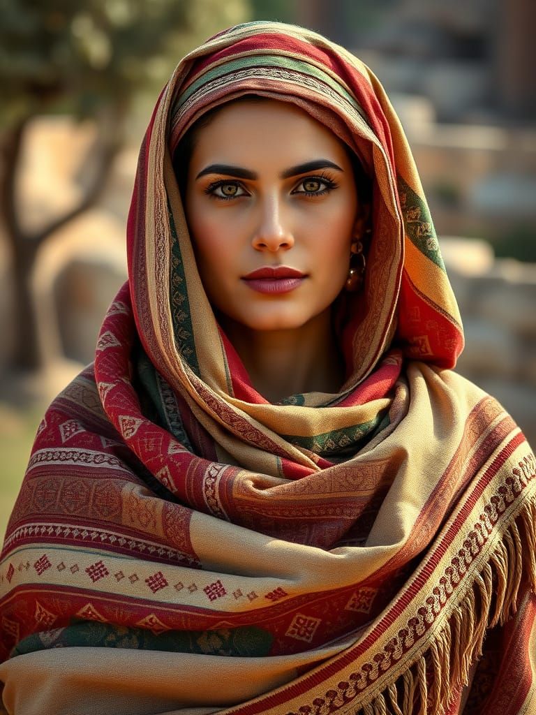 A Palestinian Model's Emotive Portrait in Traditional Gazan ...