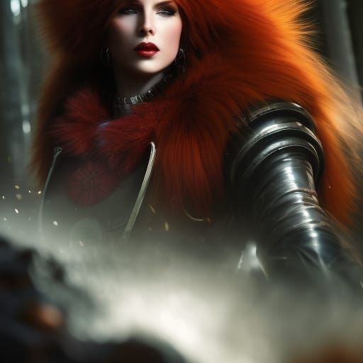Regal Werewolf Woman in Dark Fantasy Art