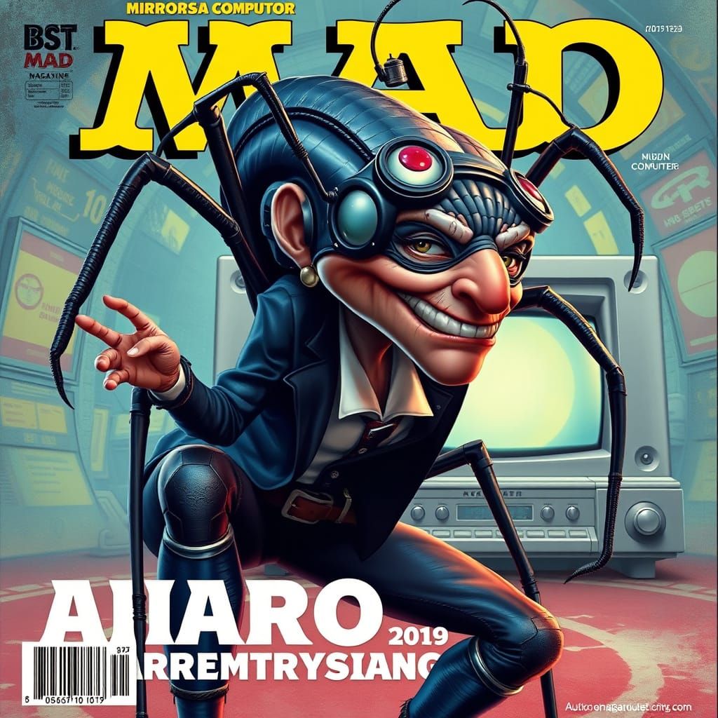 Arachne on MAD Magazine Cover in Caricature Style