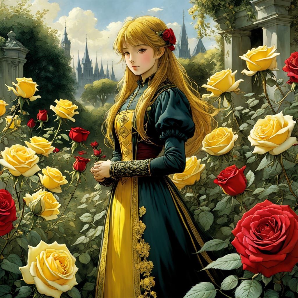 Beautiful Floral Scene in Anime Style