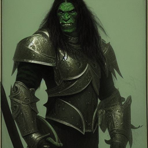 Armored Orc Knight in Gothic Horror Style
