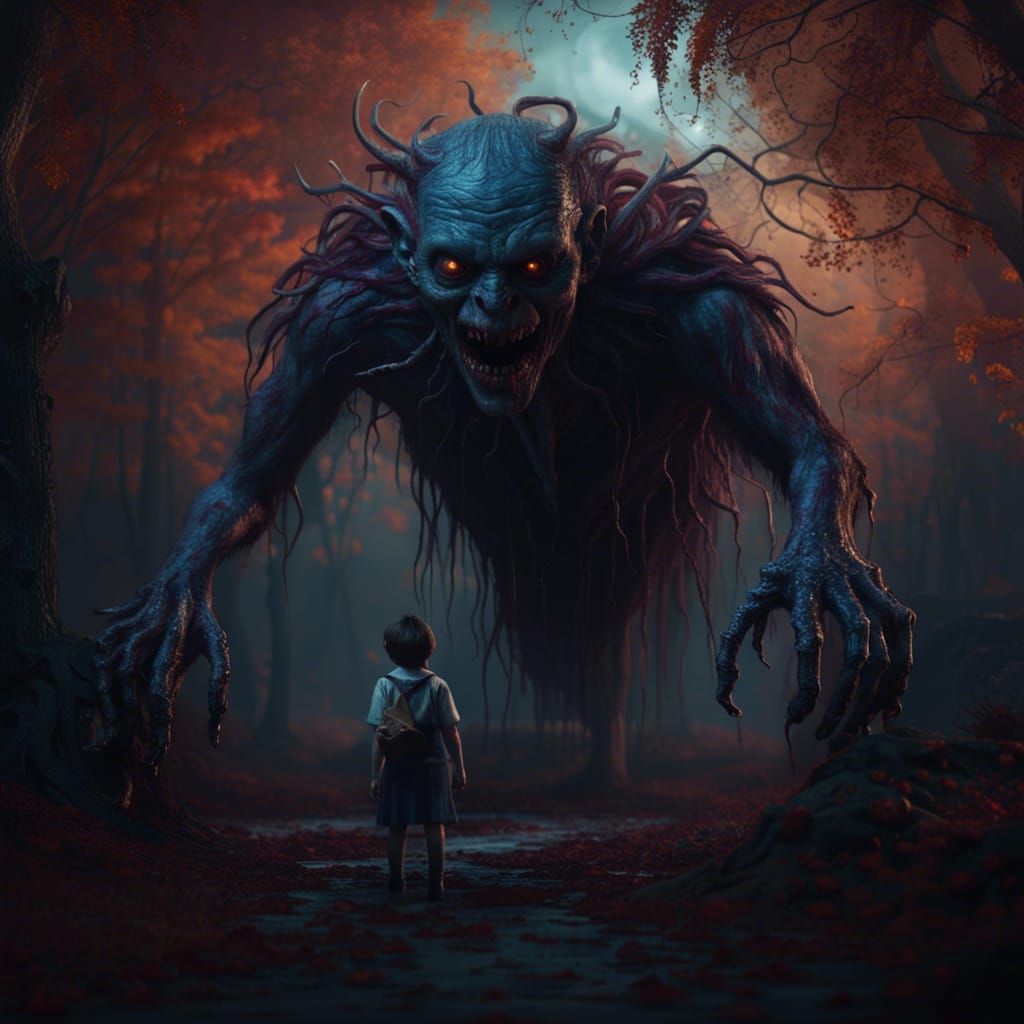 Eerie Stranger Things Monster in Digital Art Style