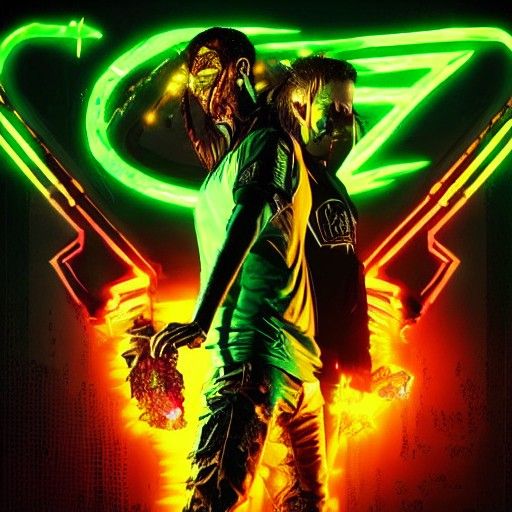 Cyberpunk Zombie Mage with Poison Flames