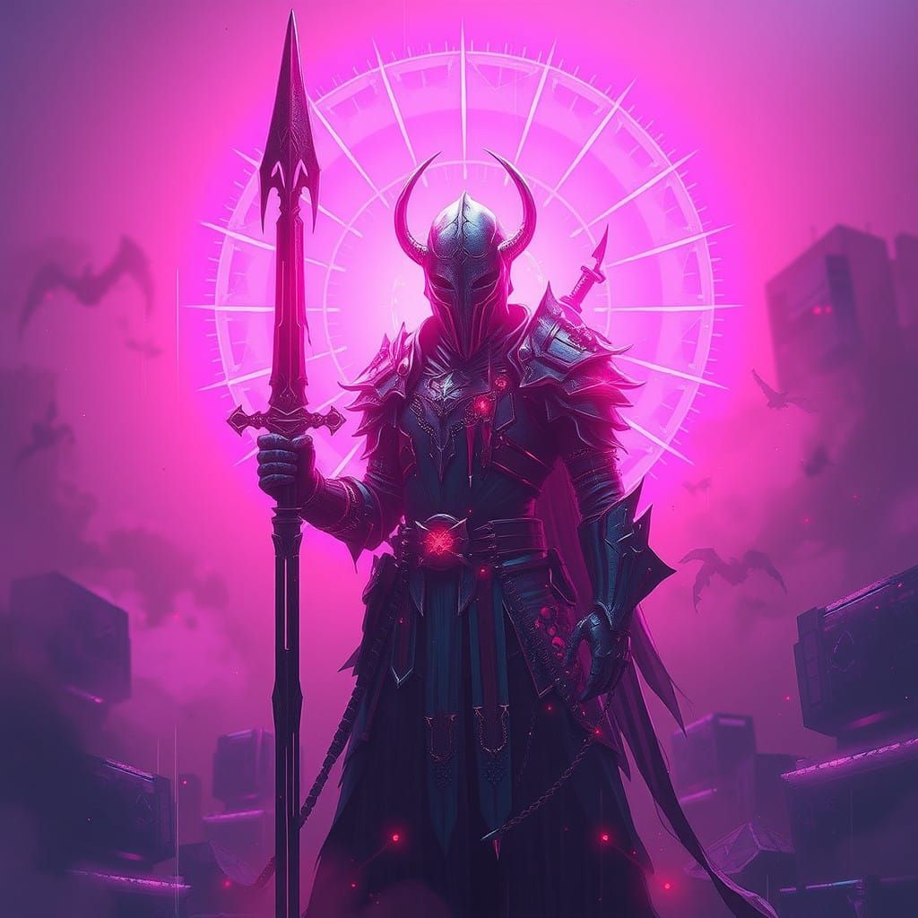 Cyberpunk Biopunk Knight Radiant in a Digital Glitch Aesthet...