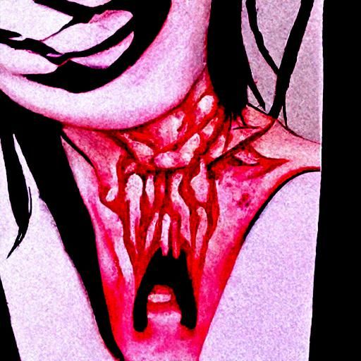 Angry Female Demon Biting Neck Illustration