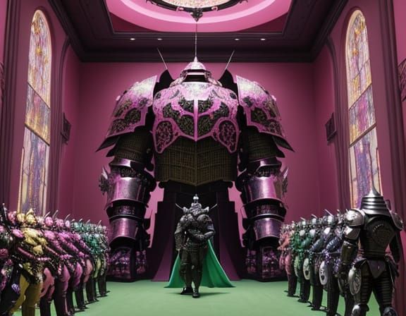 Knight in Pink Room with Giant Teddy Bears