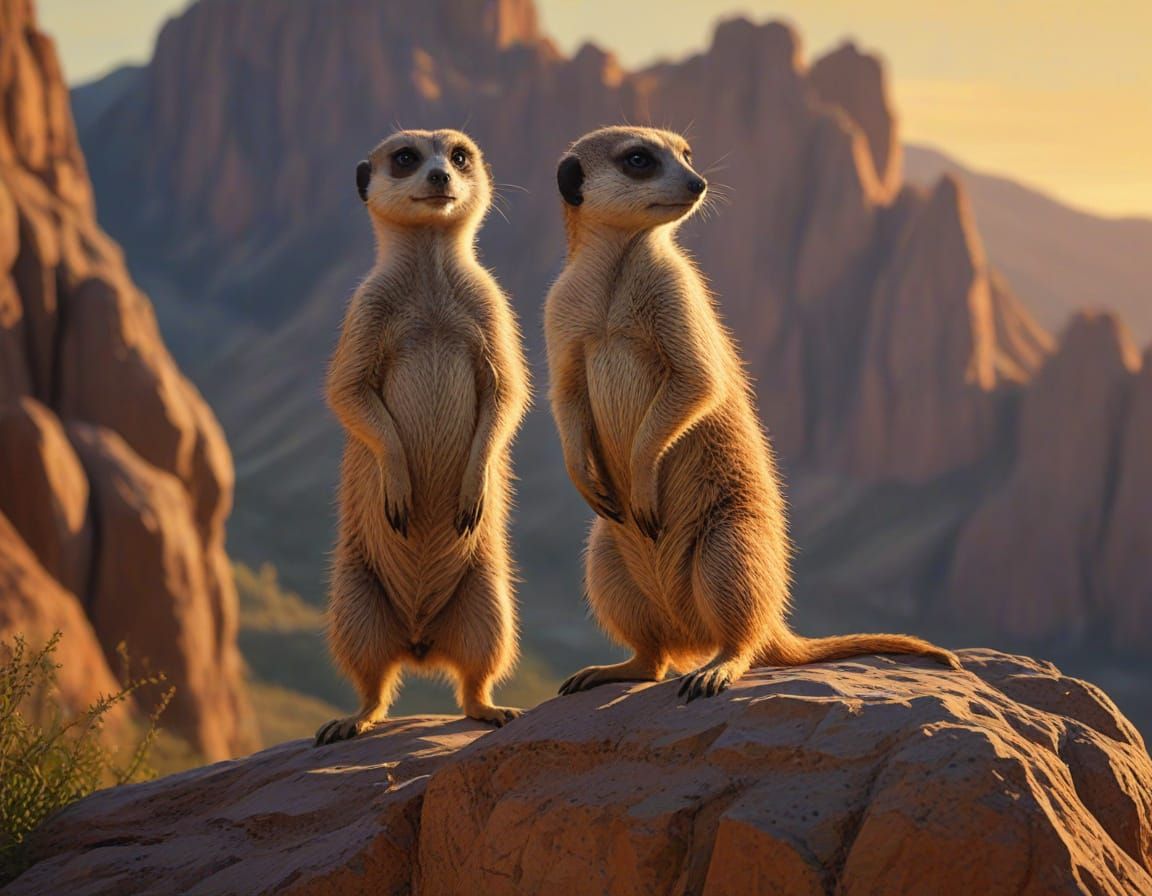 Vibrant Meerkat in Golden Hour Splendor