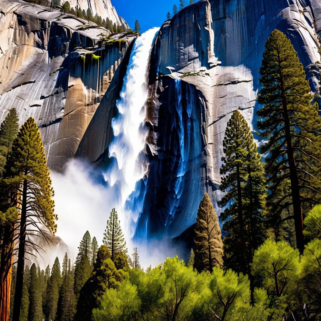 Majestic Yosemite Waterfall in Hyperrealistic Detail