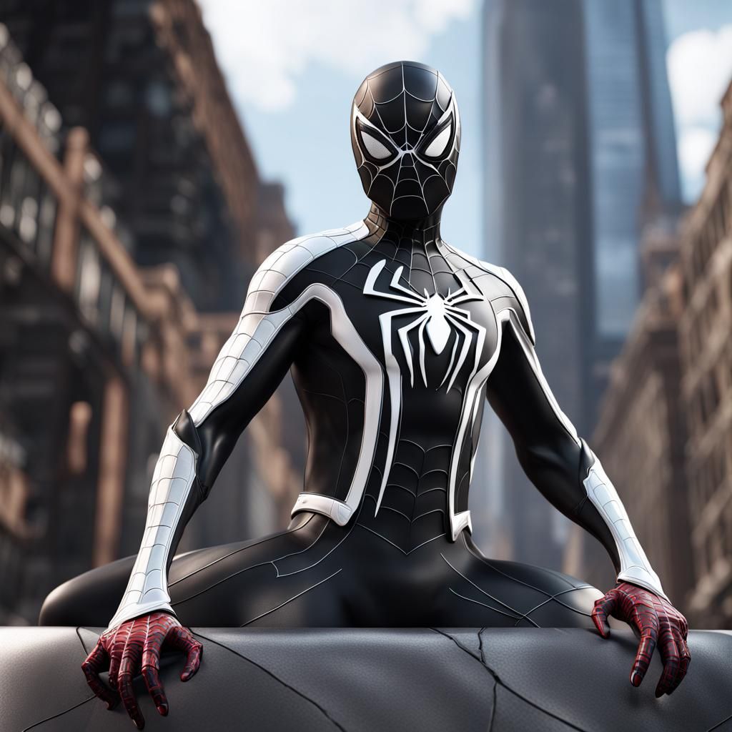 Spider-Man in Black and White Metal Suit
