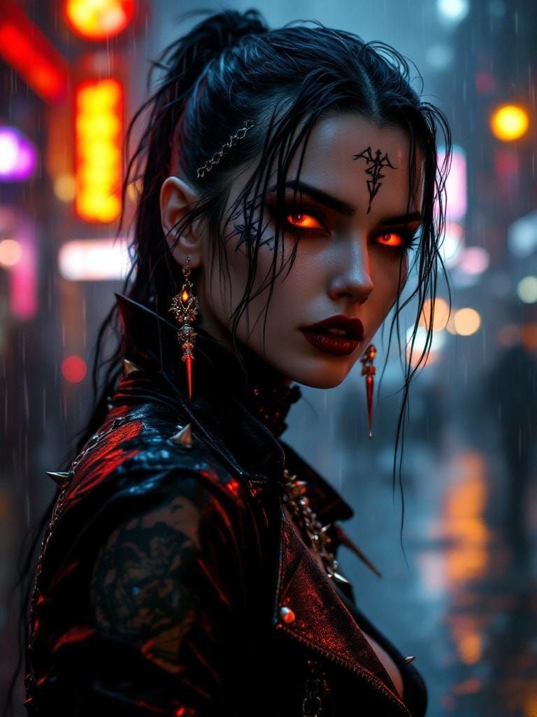 Gothic Vampire Gunslinger in the Rain