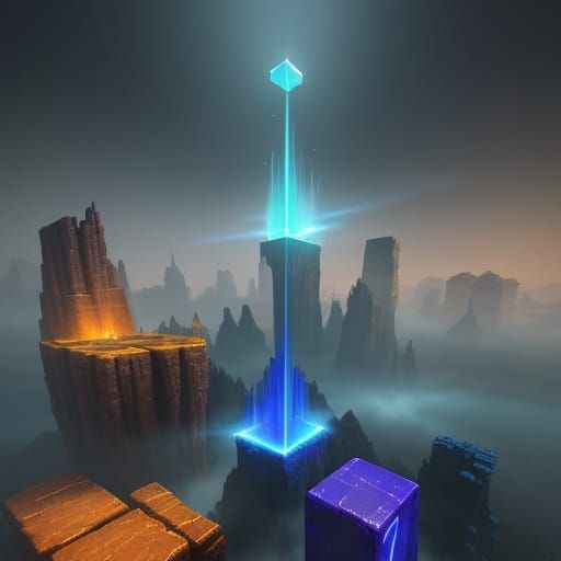 Vibrant Cubes in a Mystical Atmosphere