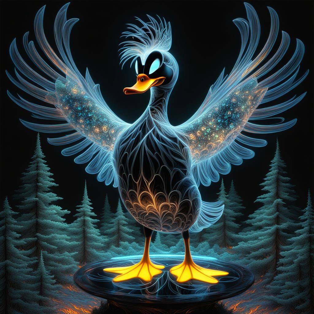 Ethereal Hologram of a Gothic Donald Duck