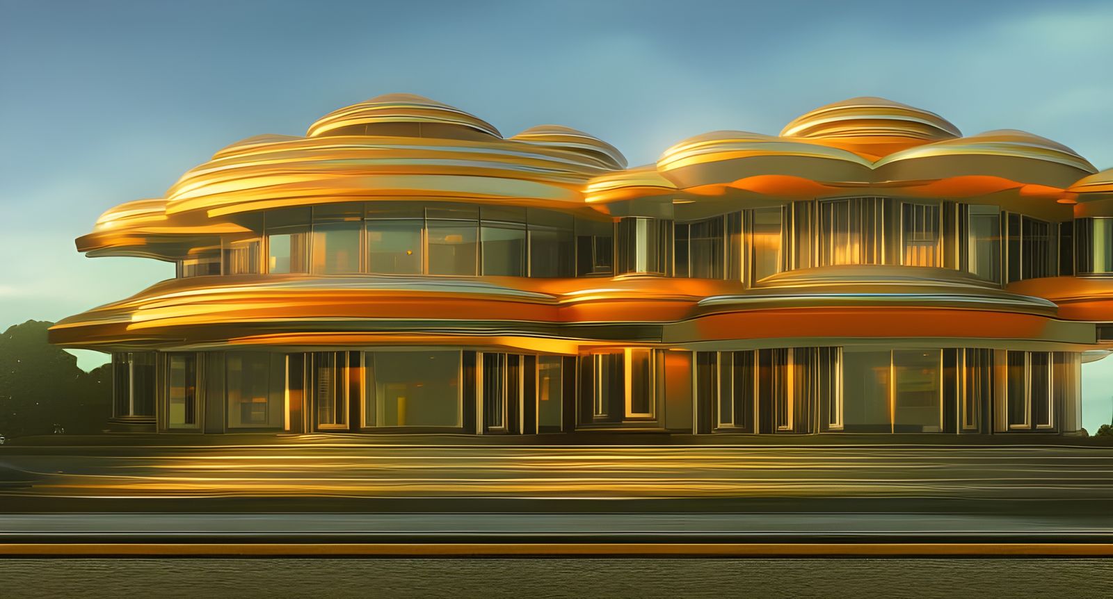 Art Deco Mansion in Retro Futurism Style
