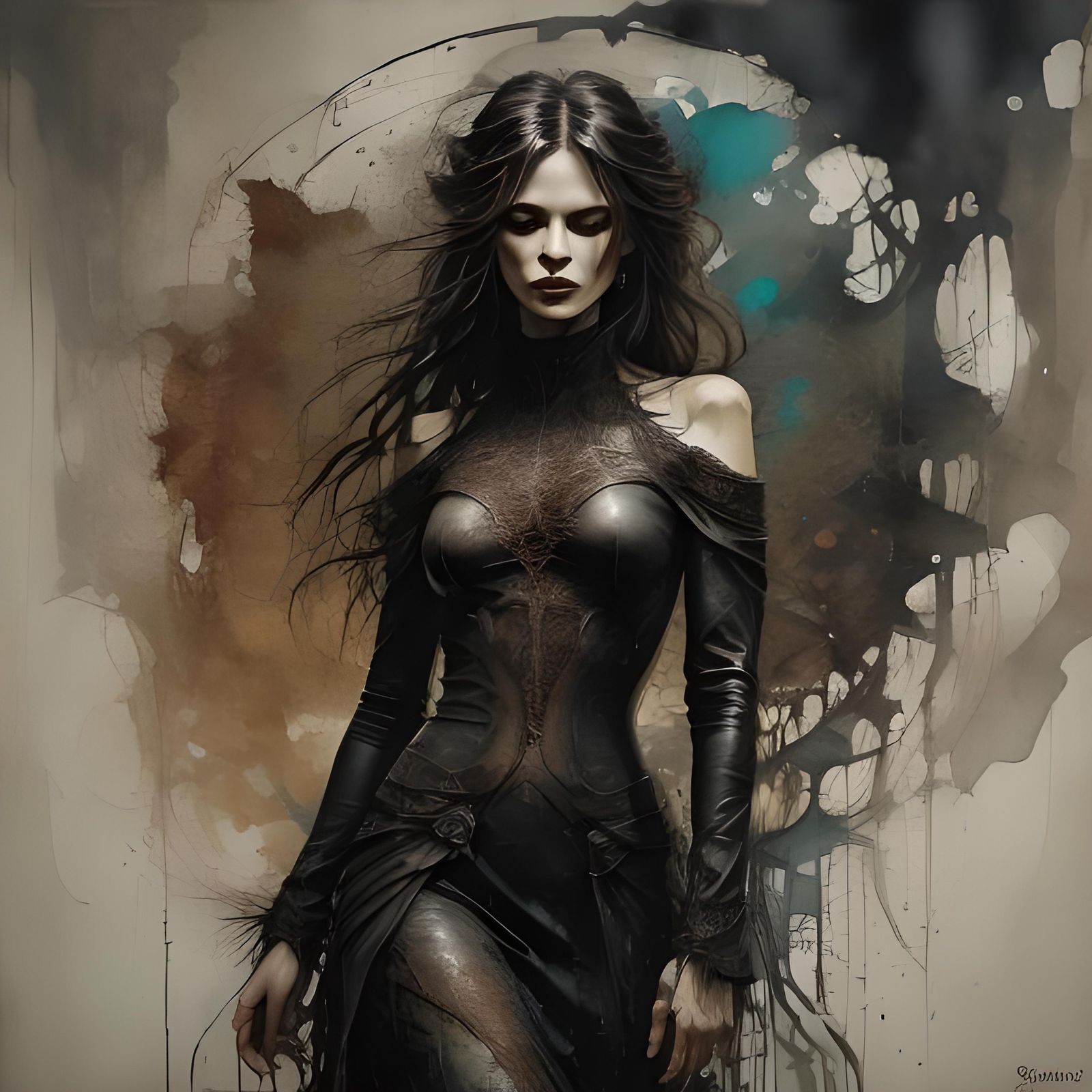 Inky Blonde Girl with Dark Comic Art Style