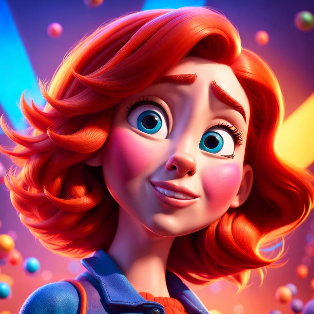 Pixar Style Portrait of a Person with Auburn Hair