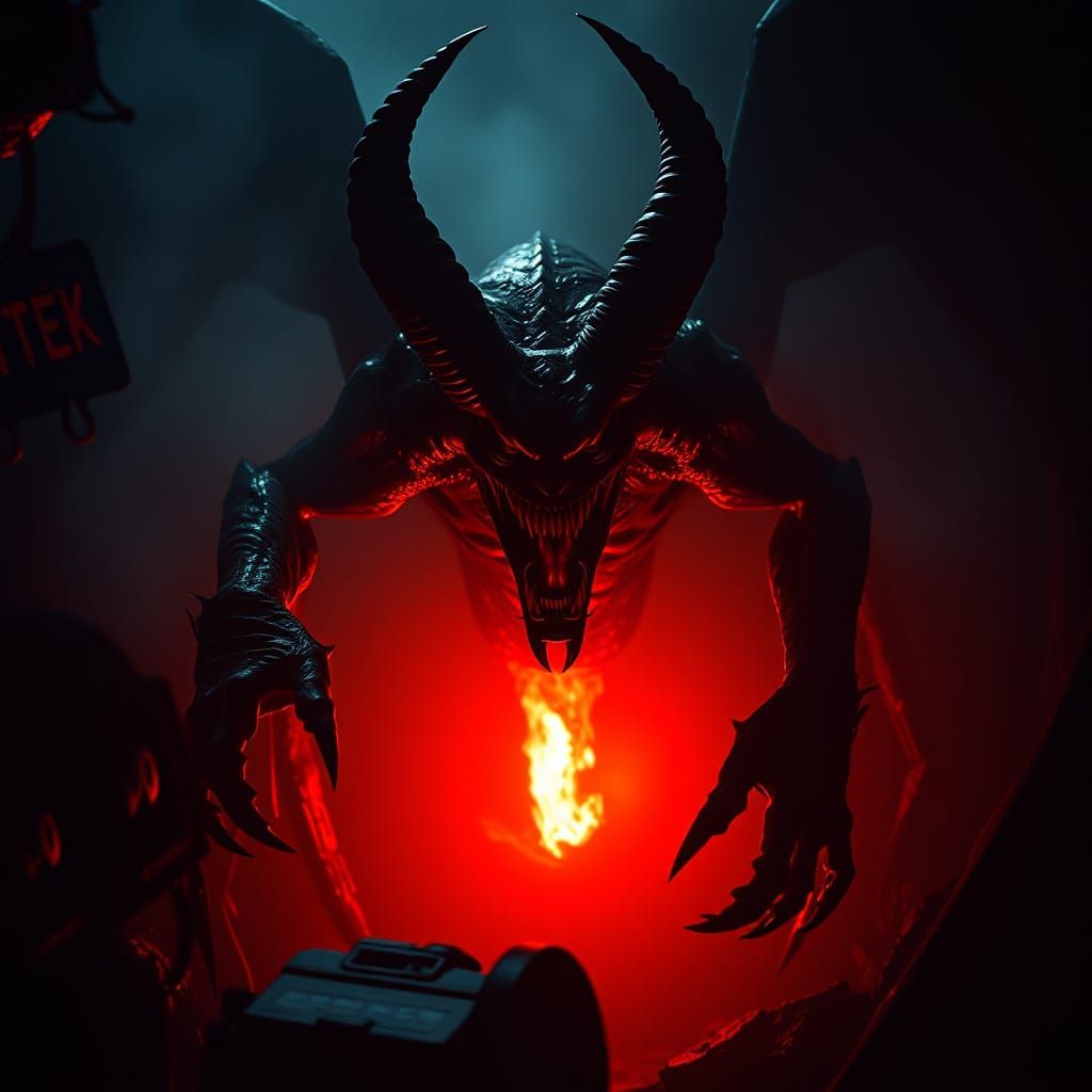 Infernal Abyssal Demon Emerges from Darkness