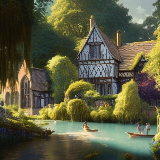 Victorian Village by Turquoise River, Digital Art