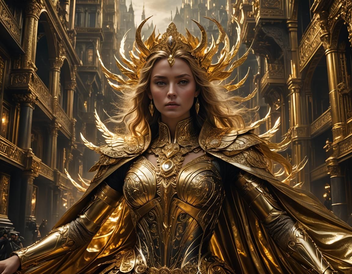 Stunning Gold Woman in Digital Matte Painting