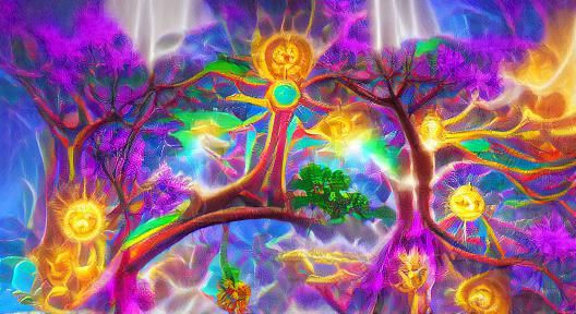 Mystical Tree of Life: Colorful Digital Illustration