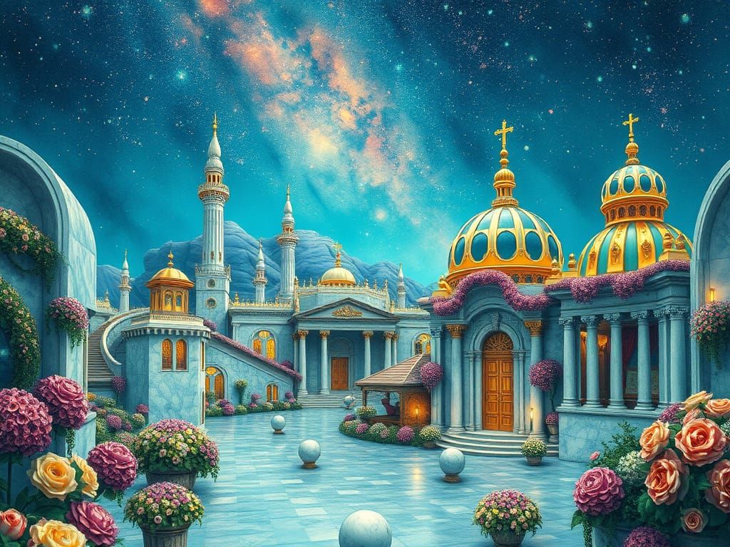 Celephaïs Cityscape in Hyperdetailed Fantasy Style