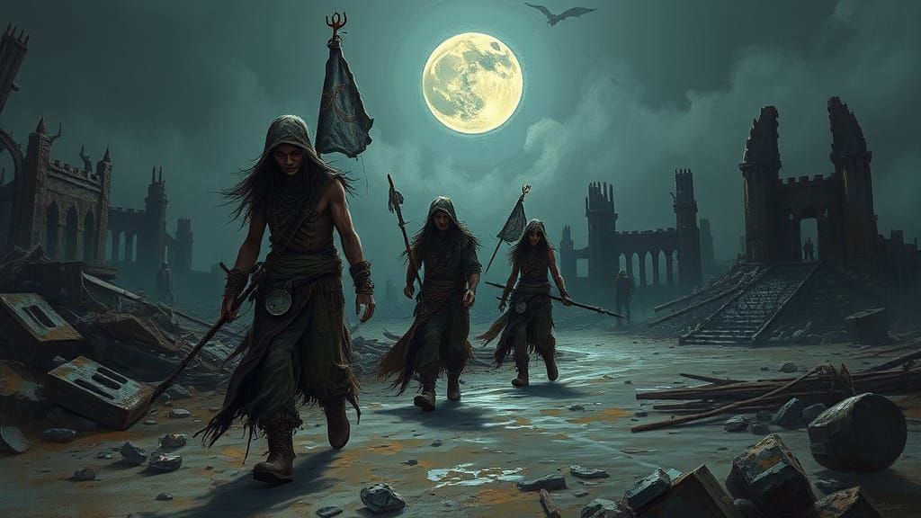 Post-Apocalyptic Gypsy Warriors in Dark Fantasy Style