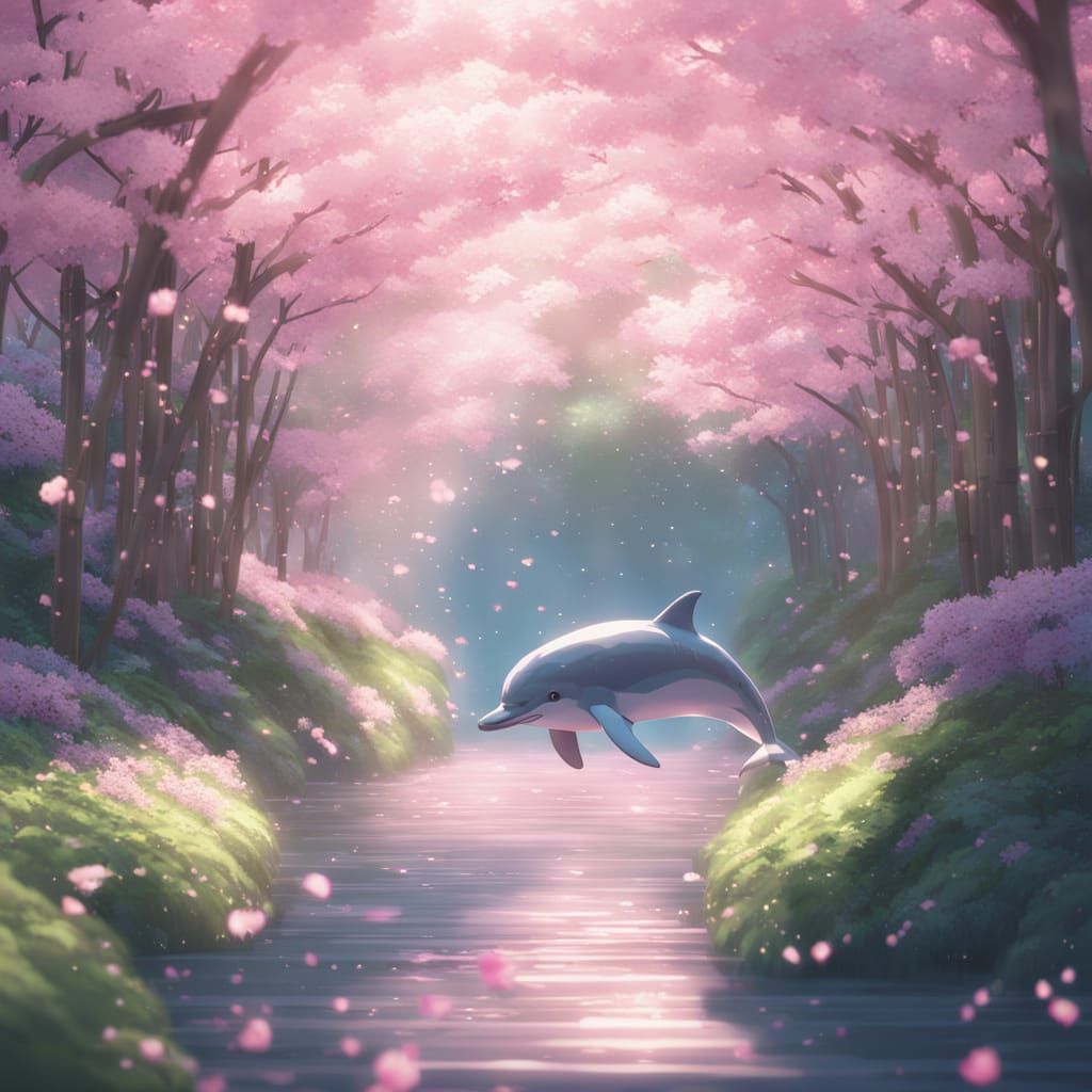 Cherry Blossom Dolphin in Bamboo Forest: Shinkai Anime
