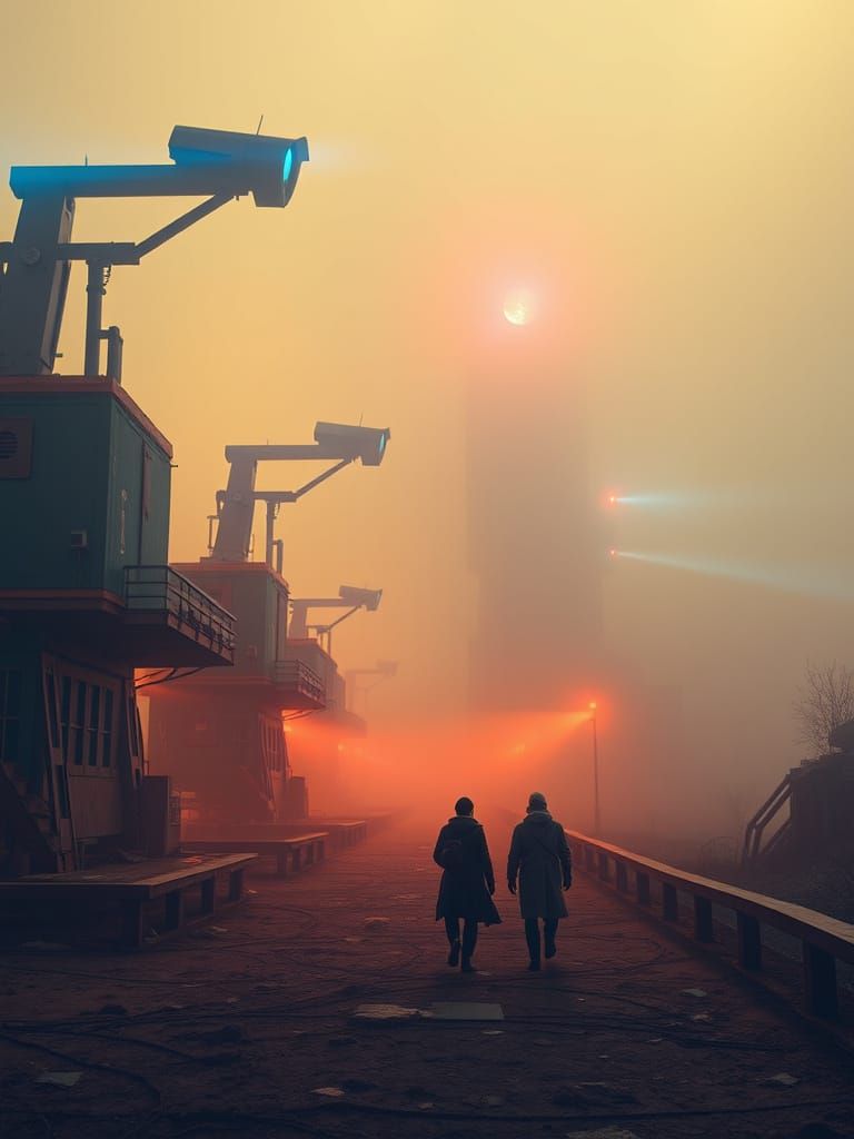 Futuristic Atompunk Landscape on Phobos with Vibrant Hues