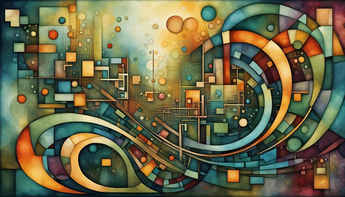 Abstract Geometric Rectangles in Art Nouveau Style