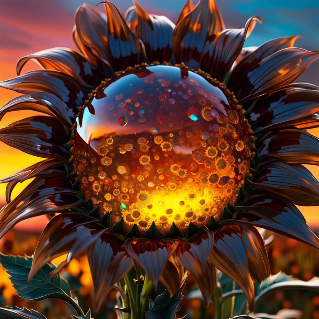 Glass Sunflower Sunset: A Fantasycore Masterpiece