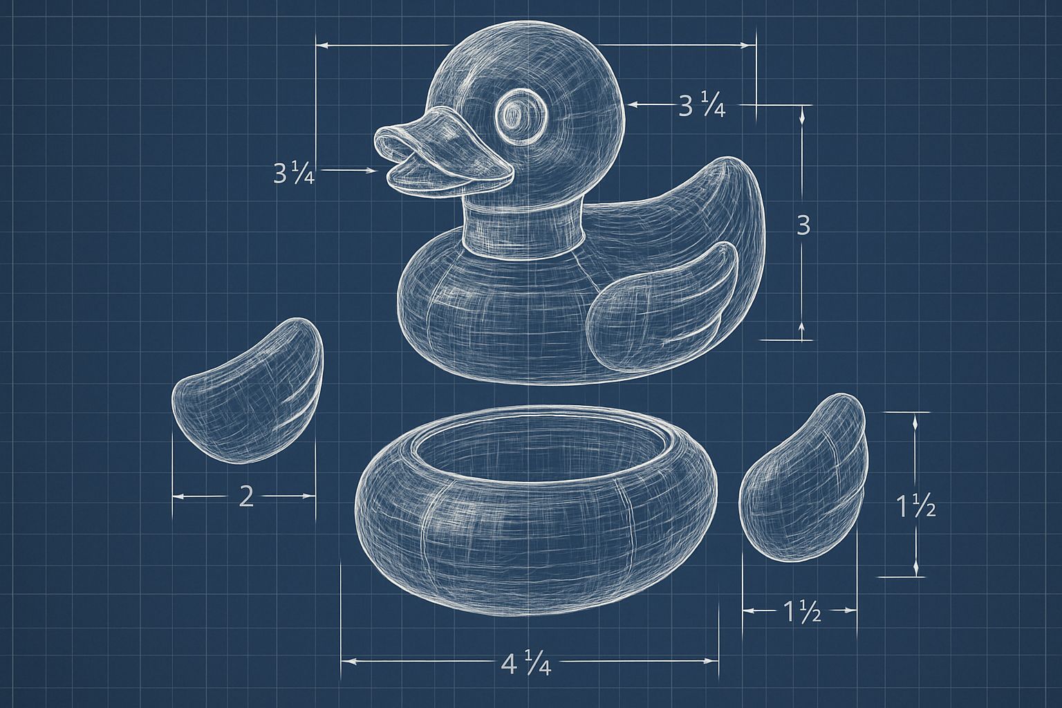 Technical Blueprint of Exploded Rubber Duck Schematic