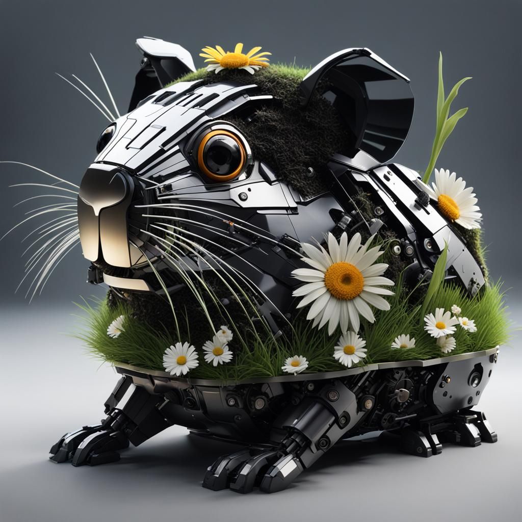 Mechanical Guinea Pig in Robotic Flower Field