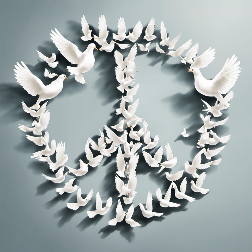 Doves Form Peace Sign in Flight
