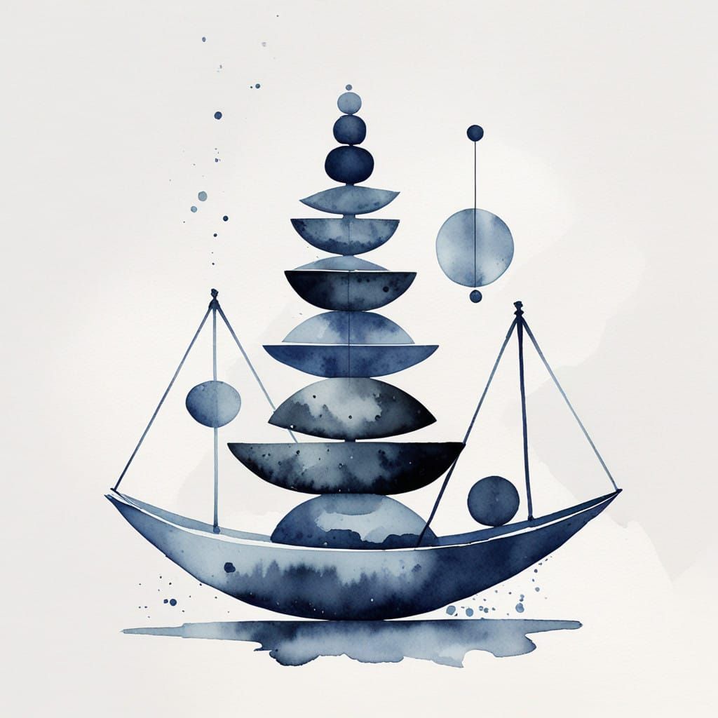 Simple Balance Concept in Geometric Watercolor