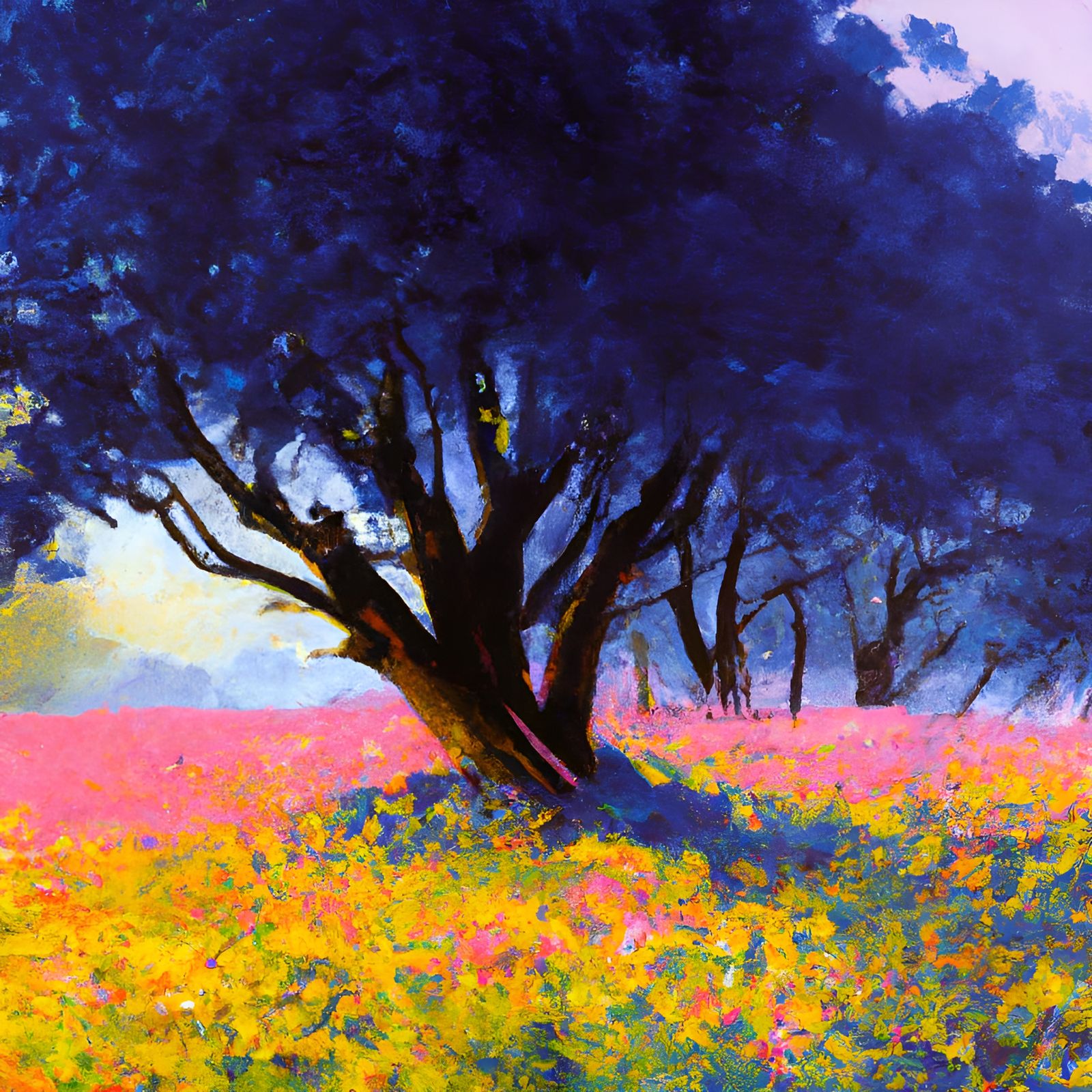 Calligraphic Landscape Painting in Impressionist Style