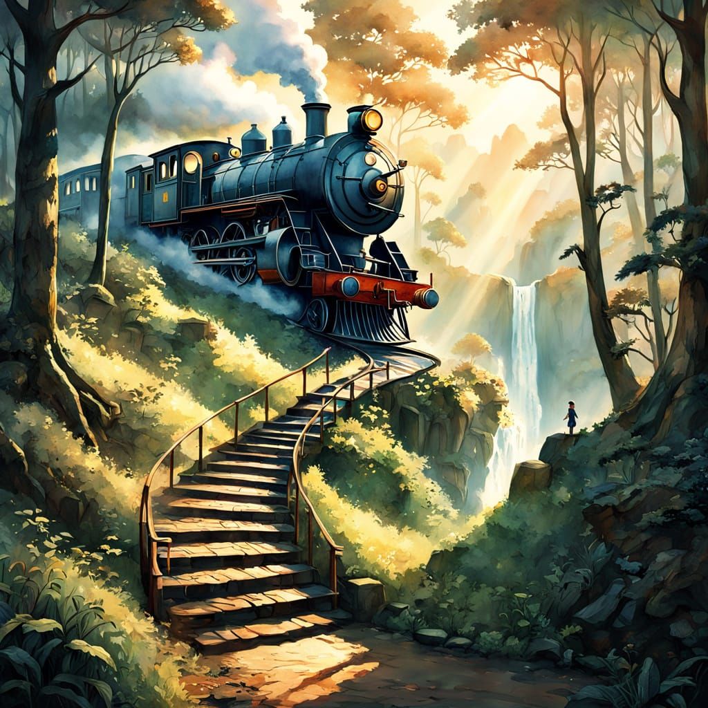 Dreamy Forest Portal in Watercolor Realism