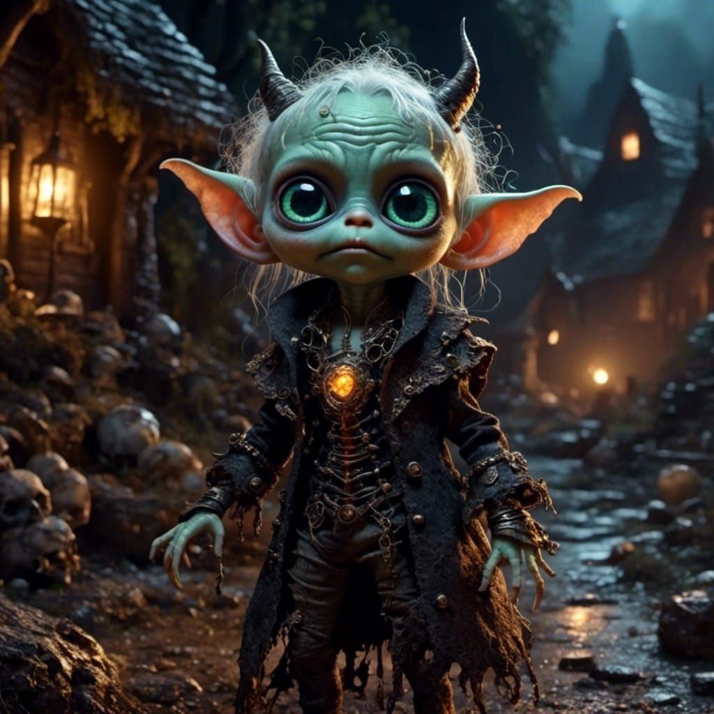 Detailed Little Demon in Haunted Town