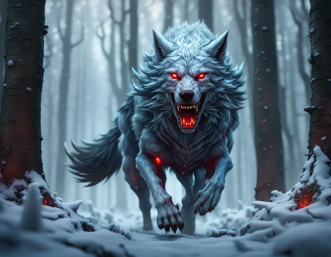 Undead Runed Wolf in Snowy Forest
