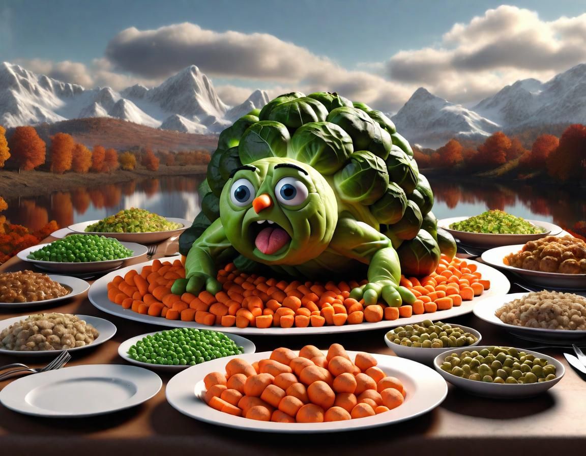 Giant Thanksgiving Dinner in Epic 3D Render