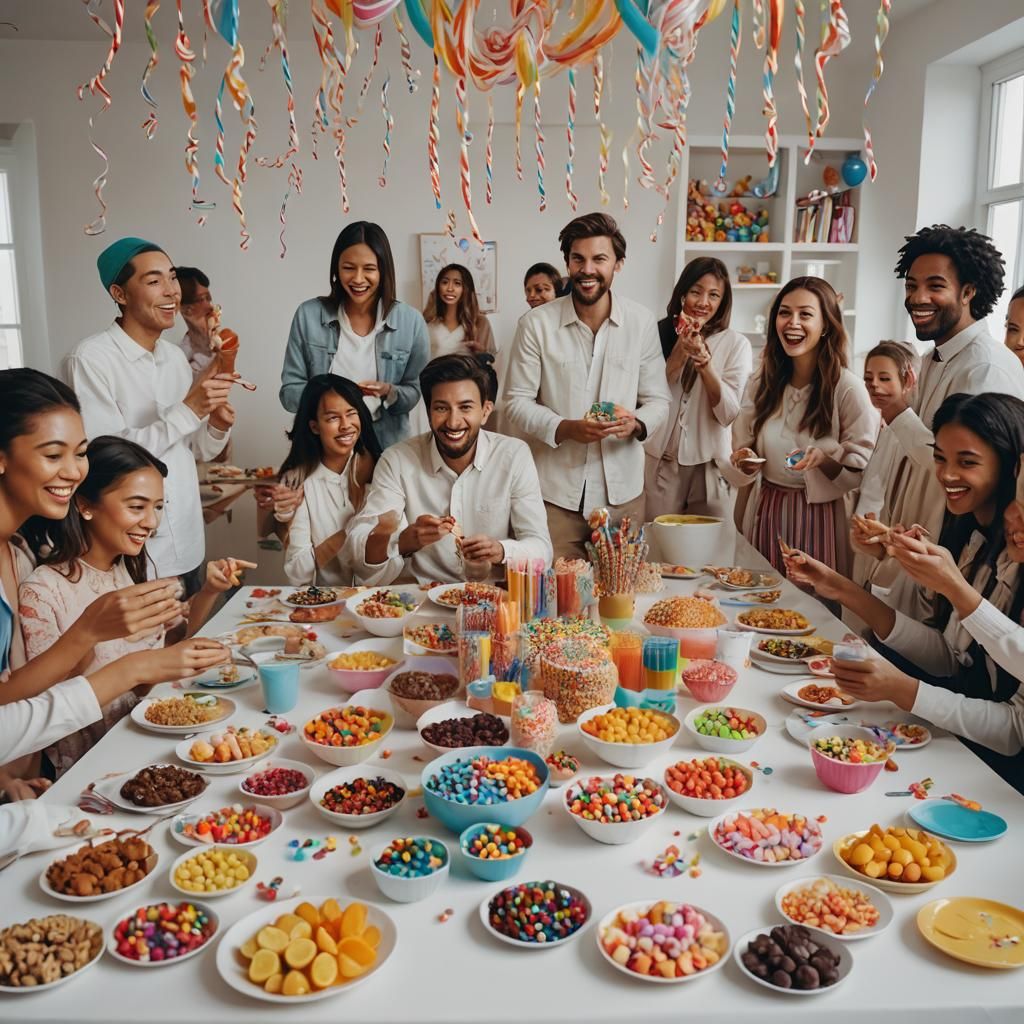 Festive Feast in Candy Art Style, 8K Resolution