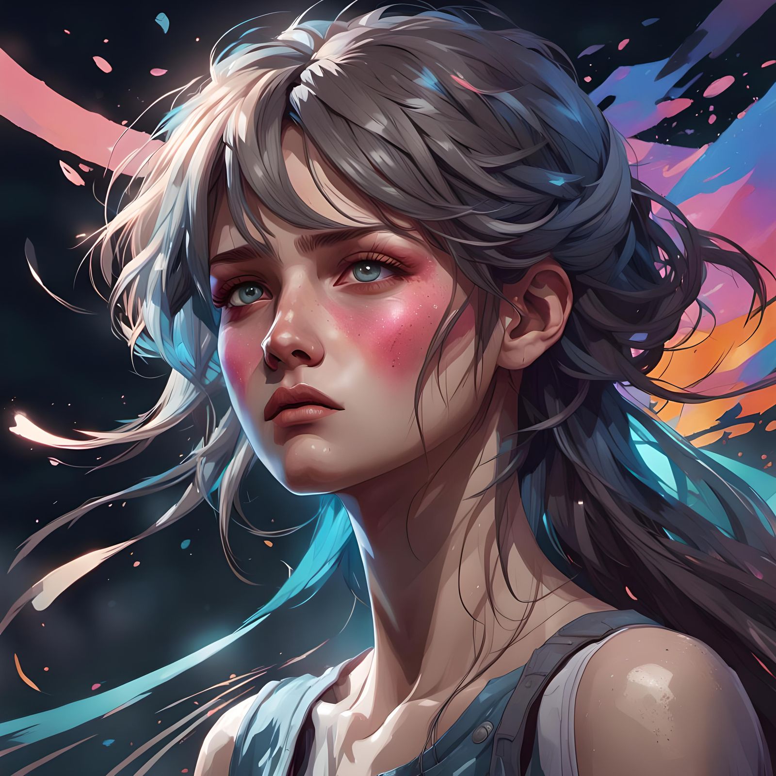 Depressed Person Crying: Hyperdetailed 8K Portrait