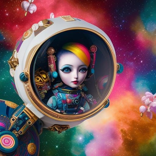 Fashion Astronaut in Rococo Fantasy Style