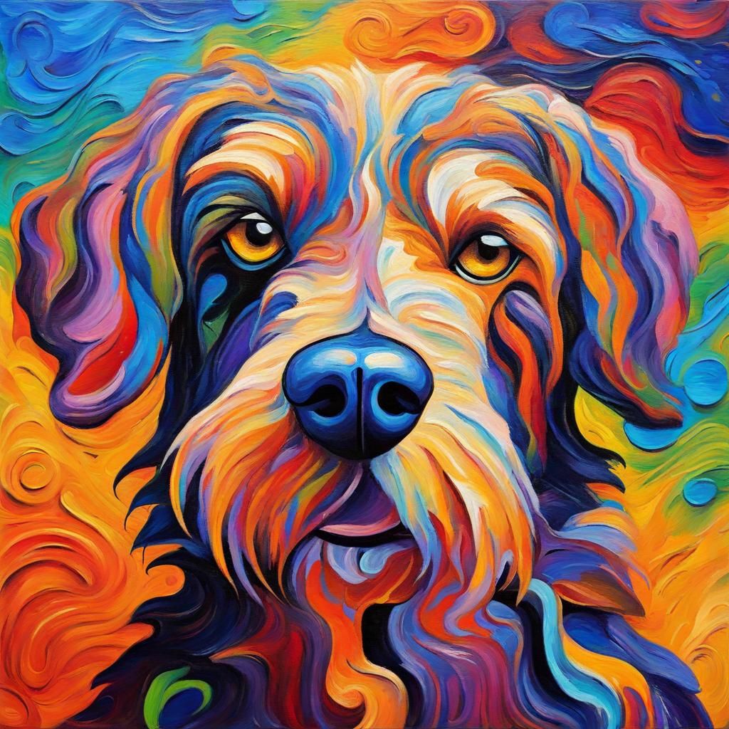 Psychedelic Dog Painting in Expressionist Style