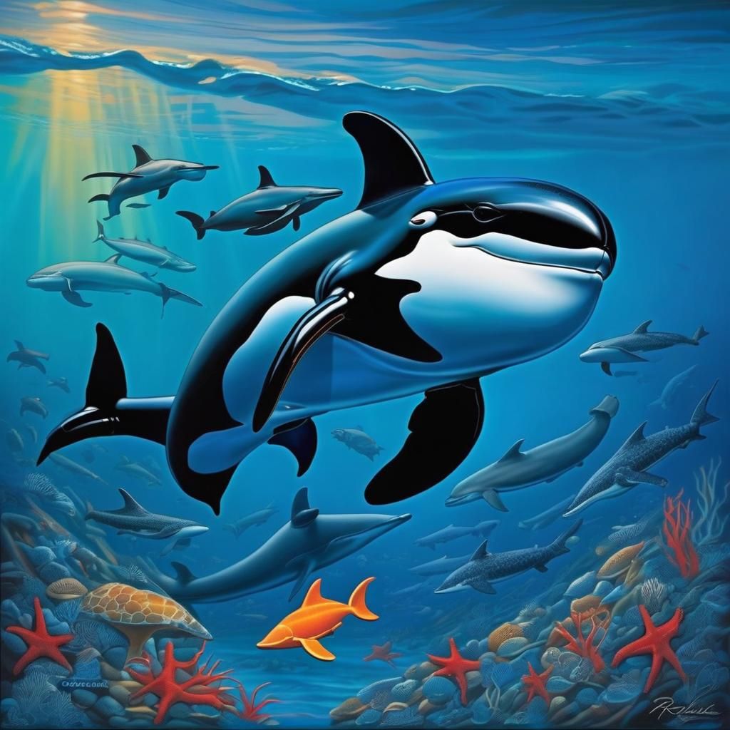 Ocean Conservation Art: Whales in Blue Waters