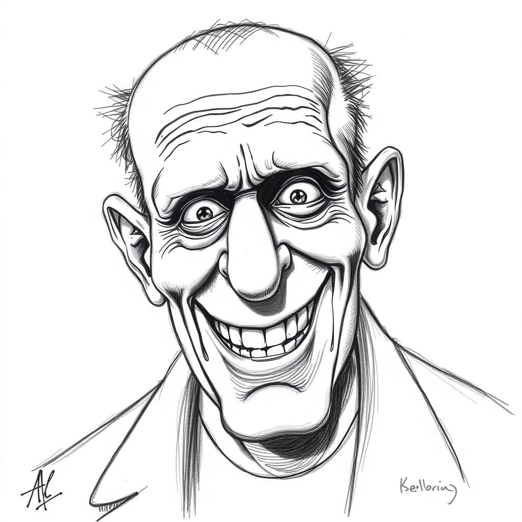 Boris Karloff Smiling: A Hirschfeld-esque Pencil Sketch