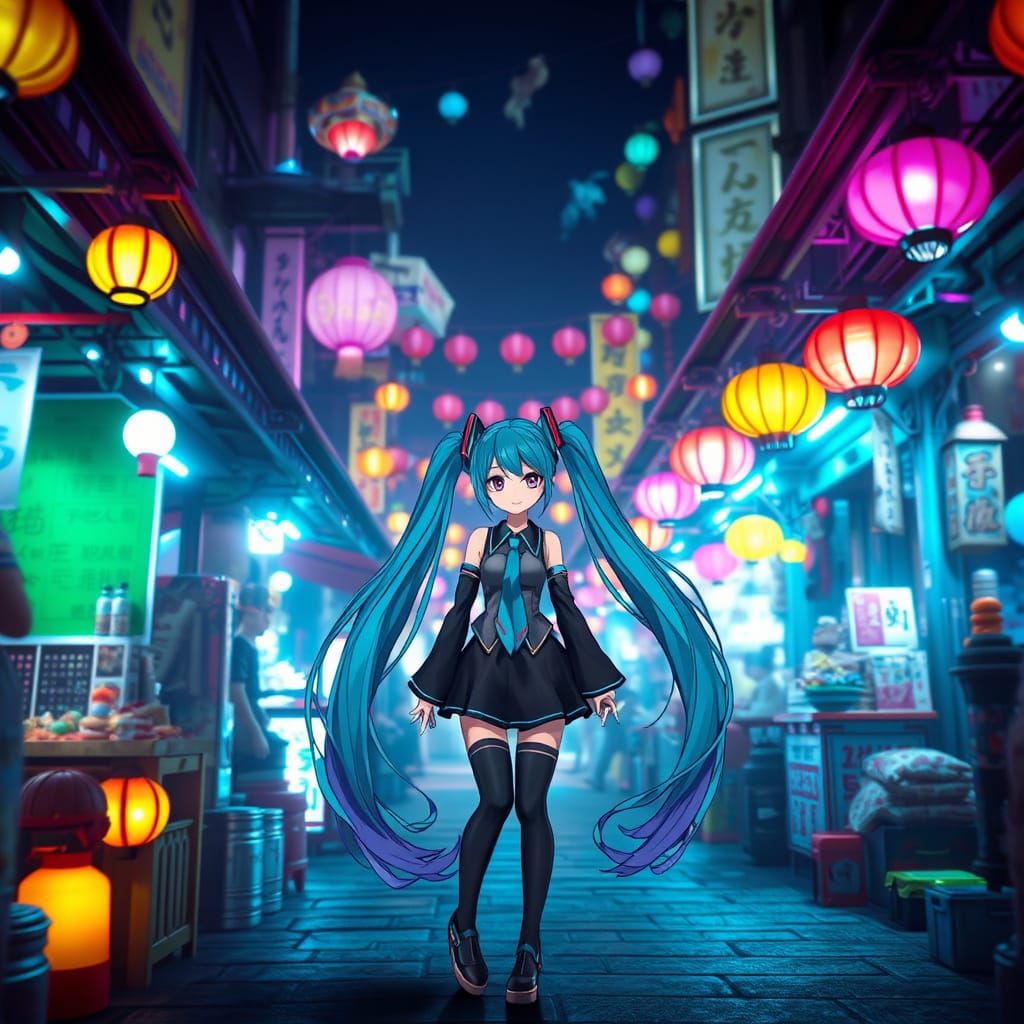 Hatsune Miku Illuminates Enchanted Night Market