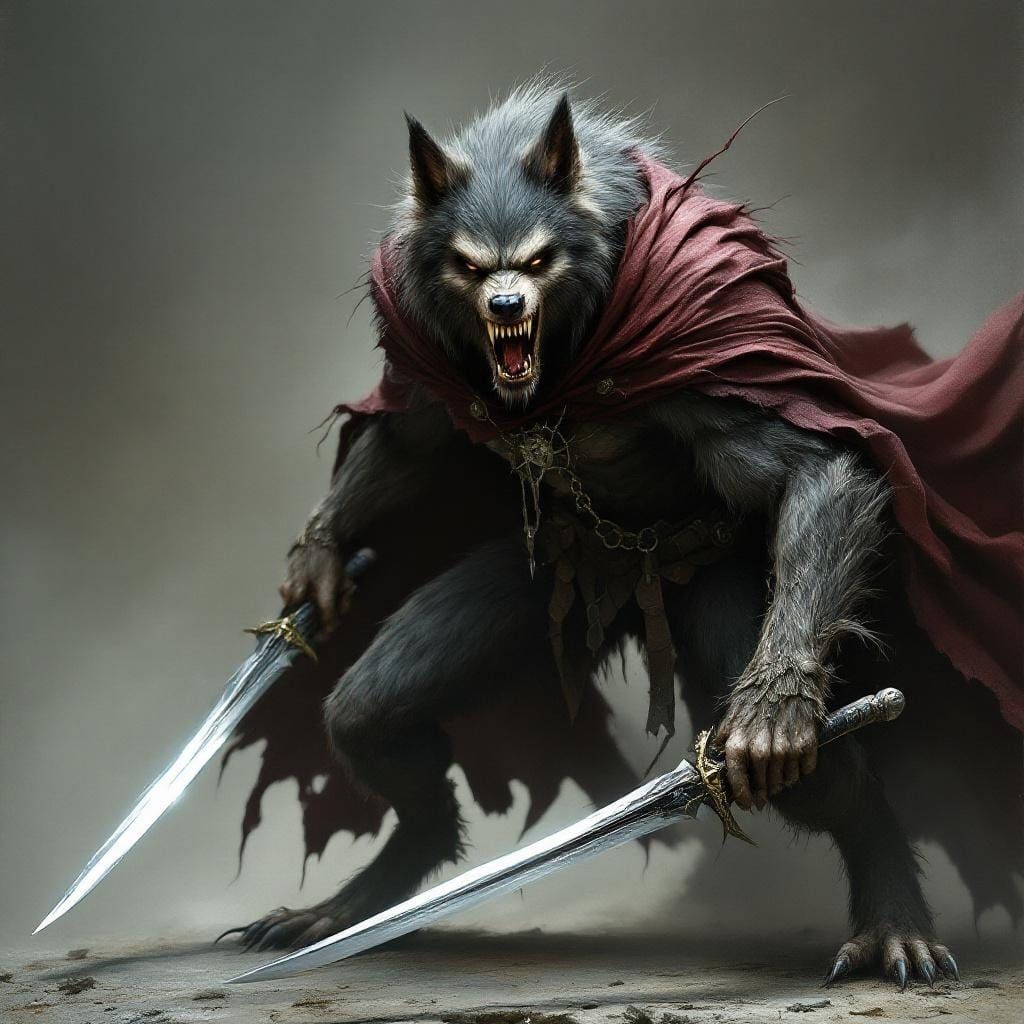 Werewolf with Blades in Dramatic Pose