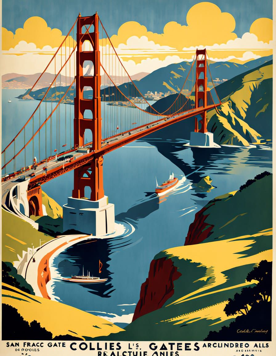Vintage 1938 Art Deco Poster for San Francisco