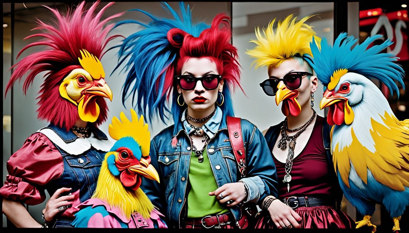 Punk Rock Chicken Girls at the Mall, Dürer Style
