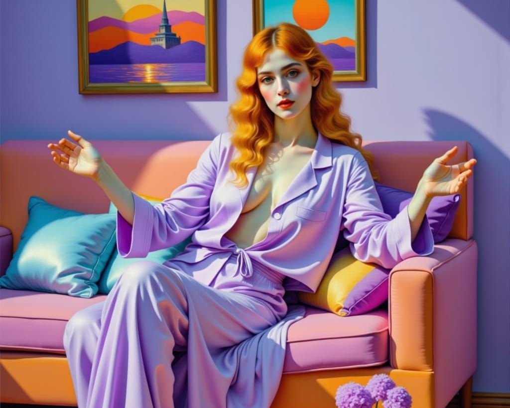 Surreal Blonde Woman Blows in the Wind, Captured in Hyper-Re...