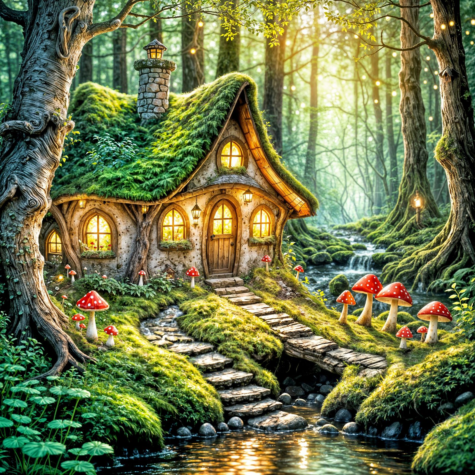 Enchanted Fairy Cottage by Babbling Brook